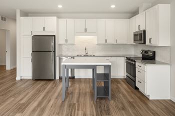 White tile kitchen backsplash